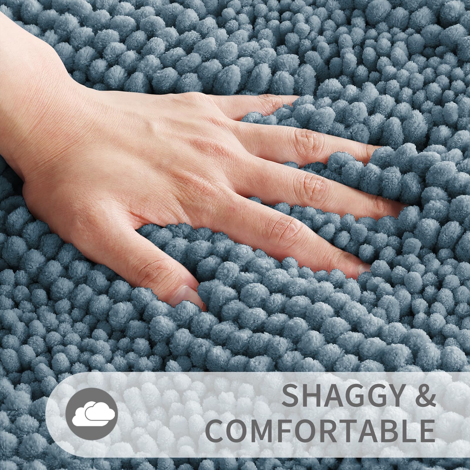 Yimobra Washable Bathroom Rugs Sets 2 Piece, Non Slip Quick Dry Absorbent Bath Mat Set, Chenille Luxury Shower Rugs For Bathroom